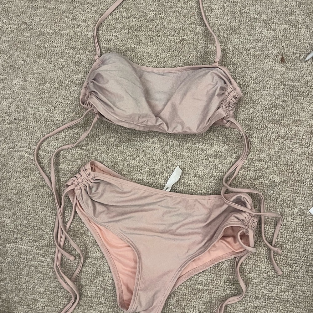 Pink multi chrome glitter bikini